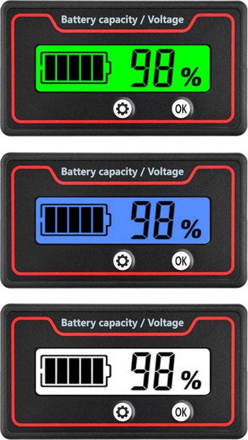 Voktta Batteriekapazitätsanzeige für Blei-Säure, Lithium und LiFePO4 in Schwarz, 9–120 V - Bild 1
