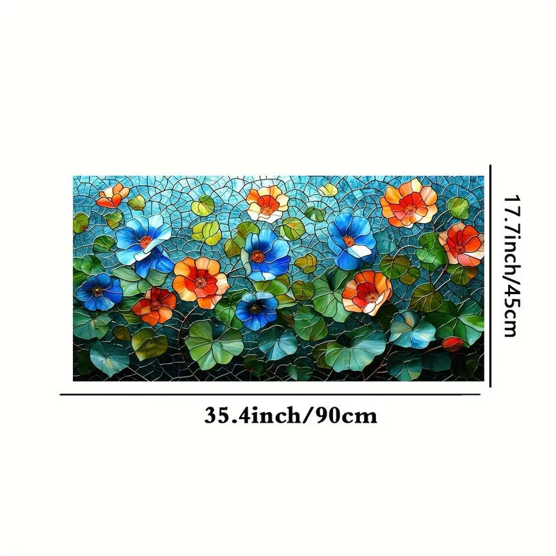 Blumen Fensterfolie mit floralem Design als elektrostatische Glasfenster Dekoration für Privatsphäre in Badezimmer und Schlafzimmer, mehrfarbig, rechteckig - Bild 2