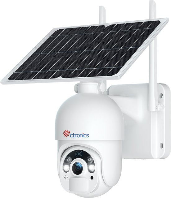 Ctronics 2K 4MP WLAN-Überwachungskamera mit 8W Solarpanel und 10000mAh Akku, kabellose IP-Außenkamera in Weiß mit 360° Sicht, Farbnachtsicht, Personenerkennung und Zwei-Wege-Audio, wasserdicht - Bild 1