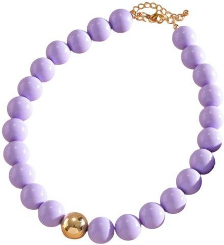 Choker-Halskette Acryl, Große Perlen, Lila, Damen - Bild 1
