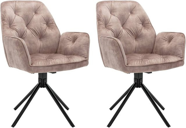 byLIVING Sessel SARINA 2er-Set beige Vintage Samt mit Metallgestell B/H/T: 59,5 x 89 x 62 cm - Bild 1