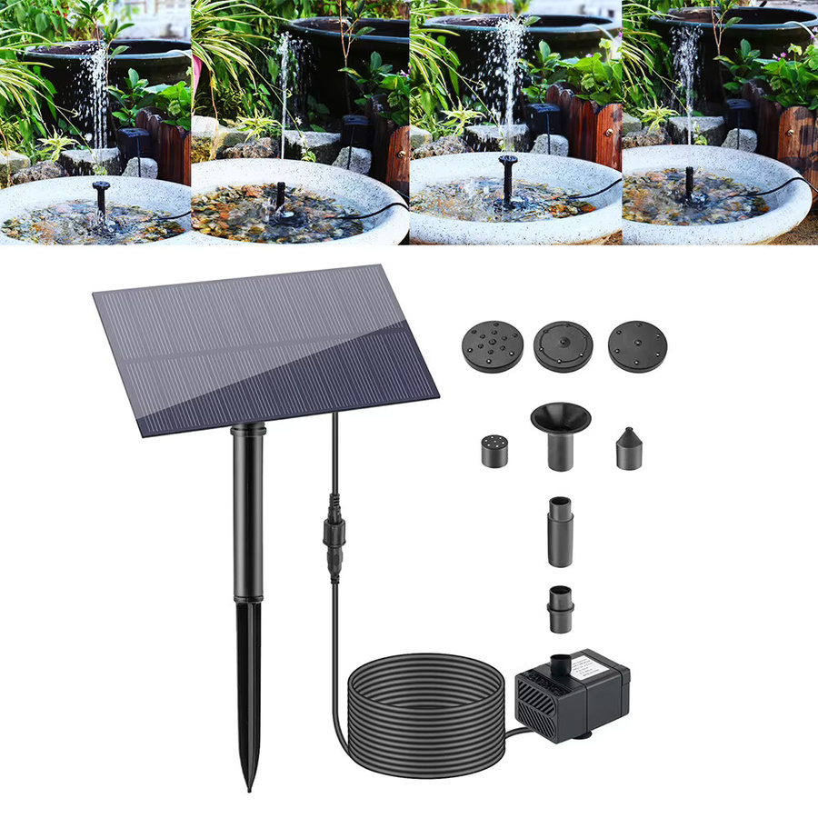 APWIKOGER Mini Solar-Springbrunnenpumpe mit Solarpanel-Kit in Schwarz für Garten, Pool und Vogelbad - Bild 5