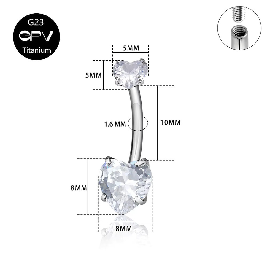 Nabelring Titan, Doppelkopf Liebe, Unisex - Bild 3