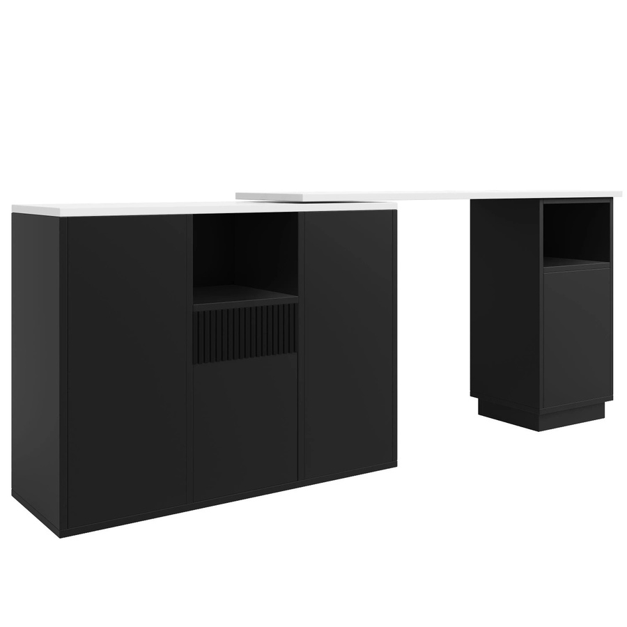 Merax 360° Drehbarer Bartisch mit Marmorplatte und Stauraum, Schwarz, B/T/H: 210 x 30 x 100,9 cm - Bild 2