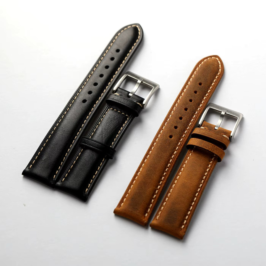 Raystray Uhrenarmband Leder, braun, schwarz, Vintage - Bild 2