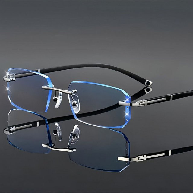 CHUANCHEN Lesebrille, randlos, rechteckig, Metall, transparent, Herren - Bild 1