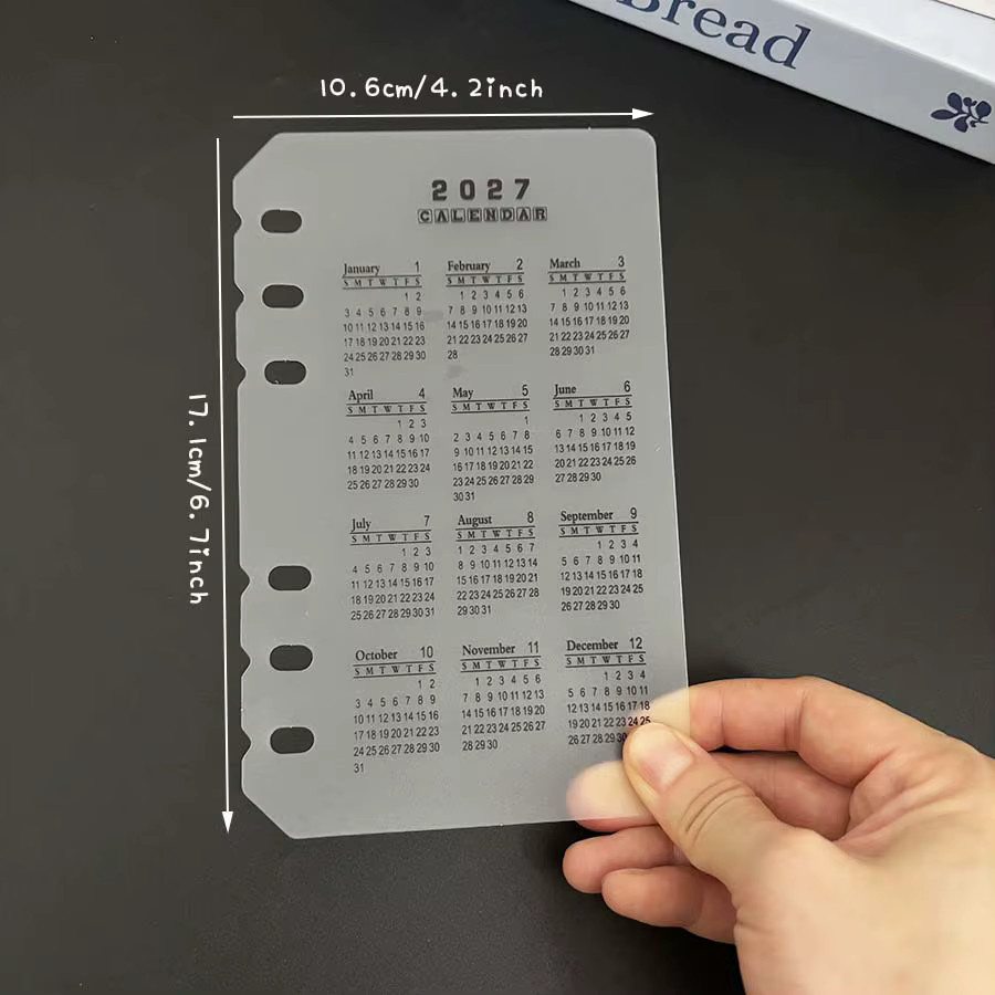 Transparente Trennblätter für A5/A6 Loseblatt-Kalender 2027 mit 6 Löchern aus mattiertem PP-Material - Bild 3