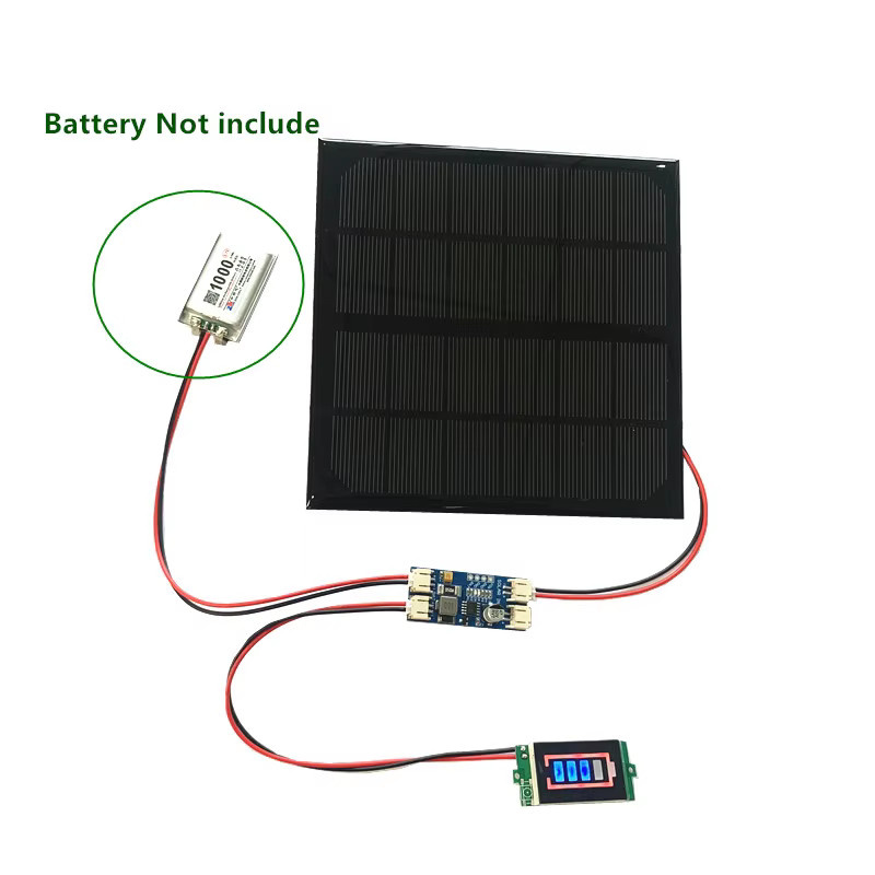 Heltecbms Solarpanel DIY-Kit mit Minibatterieladegerät und Batterieanzeige, 6V 3W / 12V 2W, Schwarz, PH 2.0 Kabel - Bild 2