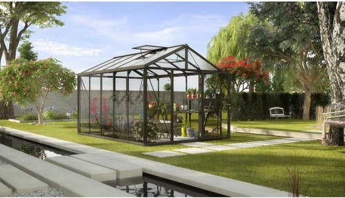VITAVIA Gewächshaus Zeus aus Aluminium und Glas in Schwarz mit 10 m² Fläche - Bild 1