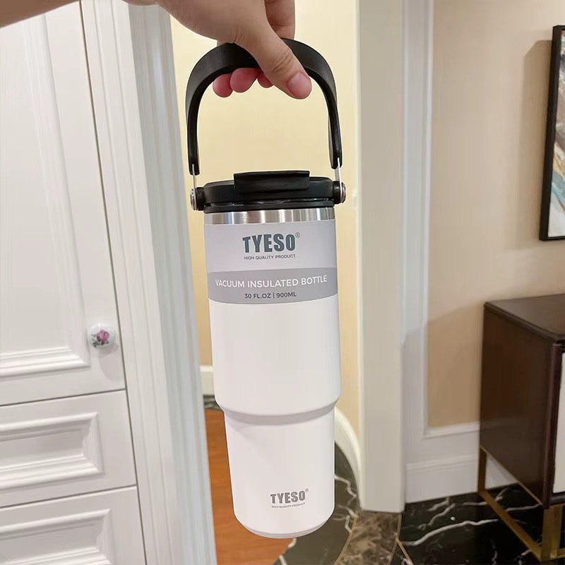 Tyeso Thermosflasche aus Edelstahl in Schwarz, isolierter Doppelwand-Becher für Heiß- und Kaltgetränke - Bild 2