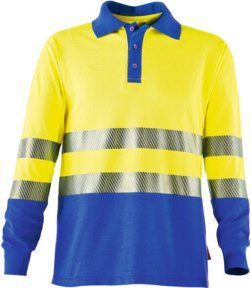 Rofa Multinorm-Poloshirt Langarm Unisex Gelb/Kornblau Größe XL nach EN ISO 20471 Class 2 - Bild 1