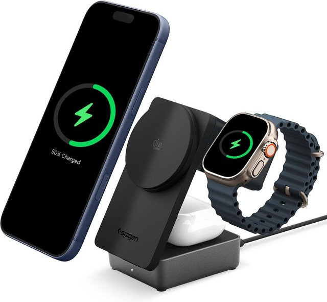 Spigen Essential 3-in-1 Faltbare MagSafe Kabellose Ladestation EF323MQ 25W Schwarz - Bild 2