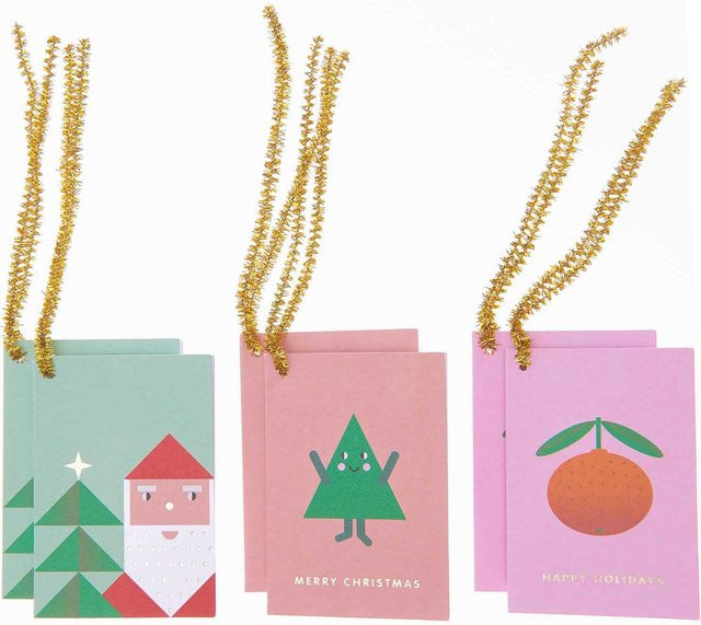 Rico Design Paper Poetry Kärtchenanhänger Merry Christmas in Pastellfarben, 6 Stück - Bild 1