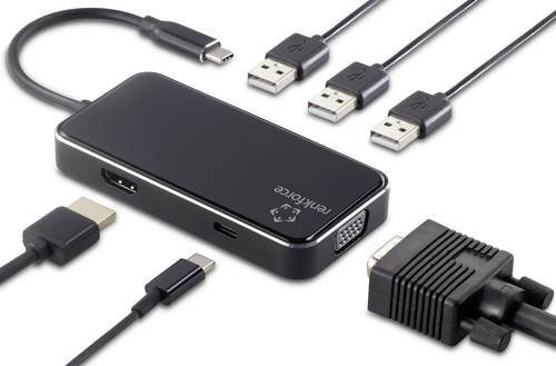 Renkforce RF-HUB-230 USB-C Notebook Dockingstation und 6 Port USB-Kombi-Hub mit HDMI und 4K UHD in Schwarz - Bild 2
