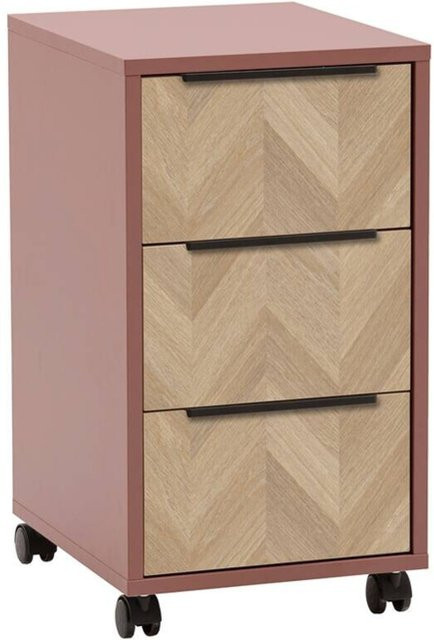 Schildmeyer Rollcontainer Piazza in Mauve mit Fischgräten Dekor, Braun, B/H/T: 32,6 x 59,7 x 39,1 cm - Bild 1