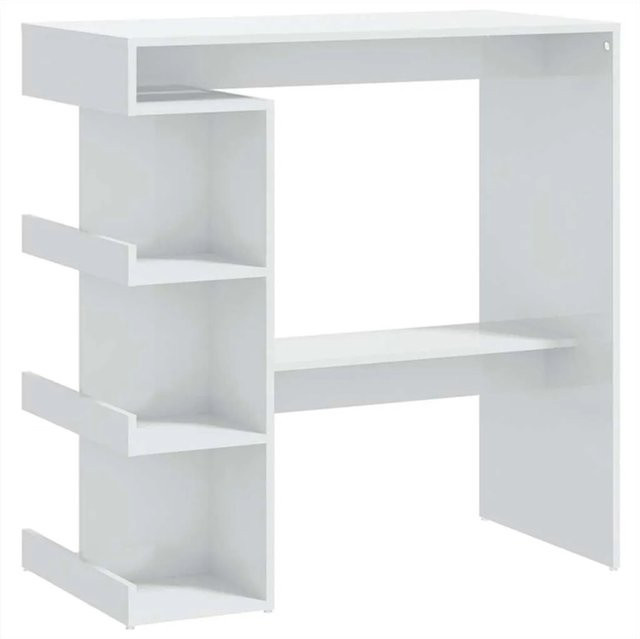 vidaXL Bartisch mit Regal in Hochglanz-Weiß, modernes Design für Küche und Essbereich, B/T/H: 100 x 50 x 101,5 cm - Bild 1