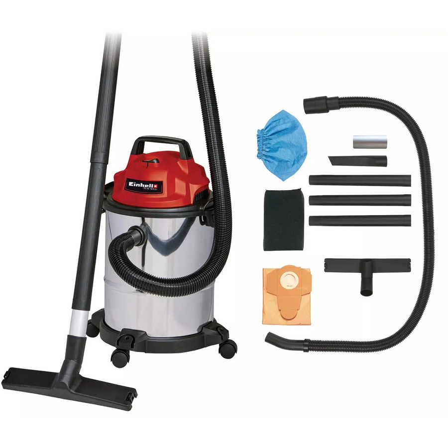 Einhell Nass-Trockensauger TC-VC 1815 S in Rot/Silber mit 15 l Behältervolumen und Schaumstofffilter - Bild 1