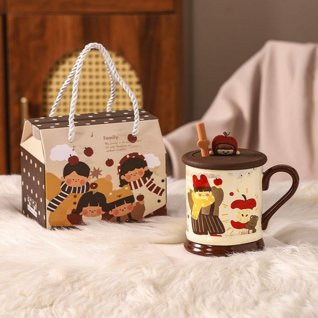 Keramiktasse mit Deckel Yiran bag in Weiß, 500 ml - Bild 1