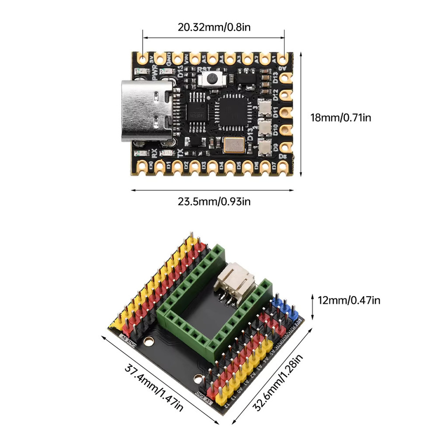 Diymore Nano v3 Super Mini Entwicklungsboard mit ATmega328P Chip, USB-C Anschluss und CH340 Serieller Schnittstelle, Schwarz - Bild 3