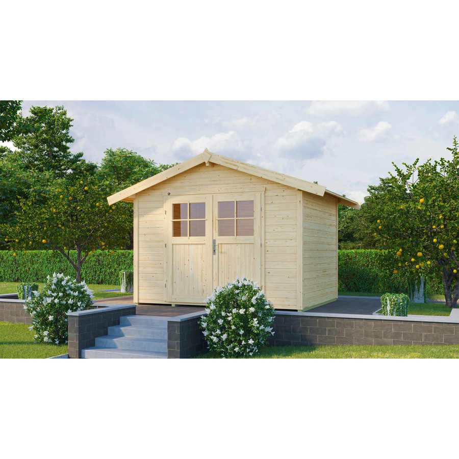 WEKA Gartenhaus 122 Gr.4 aus Fichtenholz mit Satteldach in Beige, B/H/T: 380 x 249 x 235 cm - Bild 2