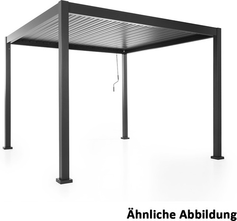 Never Indoor Alu Pergola in Anthrazit mit beweglicher Entlüftung und integrierter Regenrinne, B/T/H: 300 x 360 x 230 cm