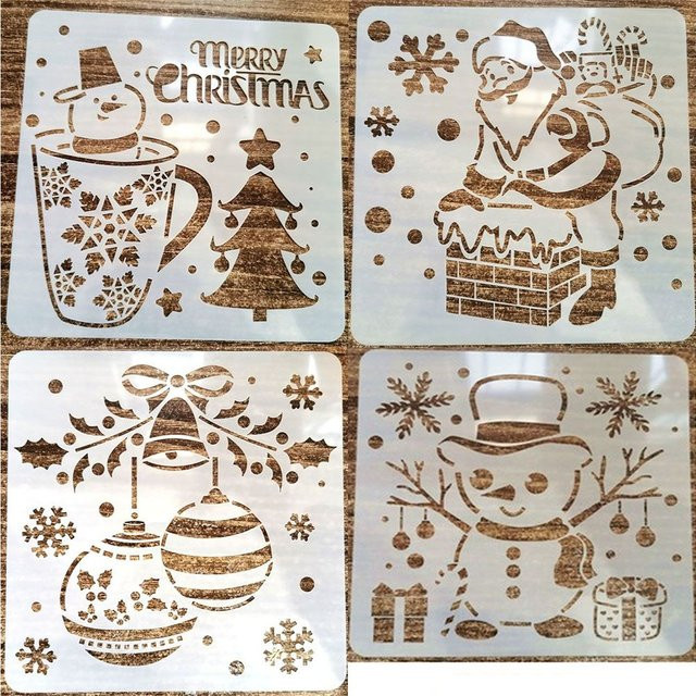 Schneemann Weihnachtsstil Schablone für DIY Handwerk Wand Fenster Boden Dekor Spray Malerei und Graffiti Zeichenwerkzeug aus Kunststoff - Bild 1