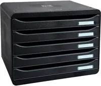 Exacompta Schubladenbox BIG-BOX plus Horizon quer in Schwarz für A4 mit 5 halboffenen Schüben - Bild 1