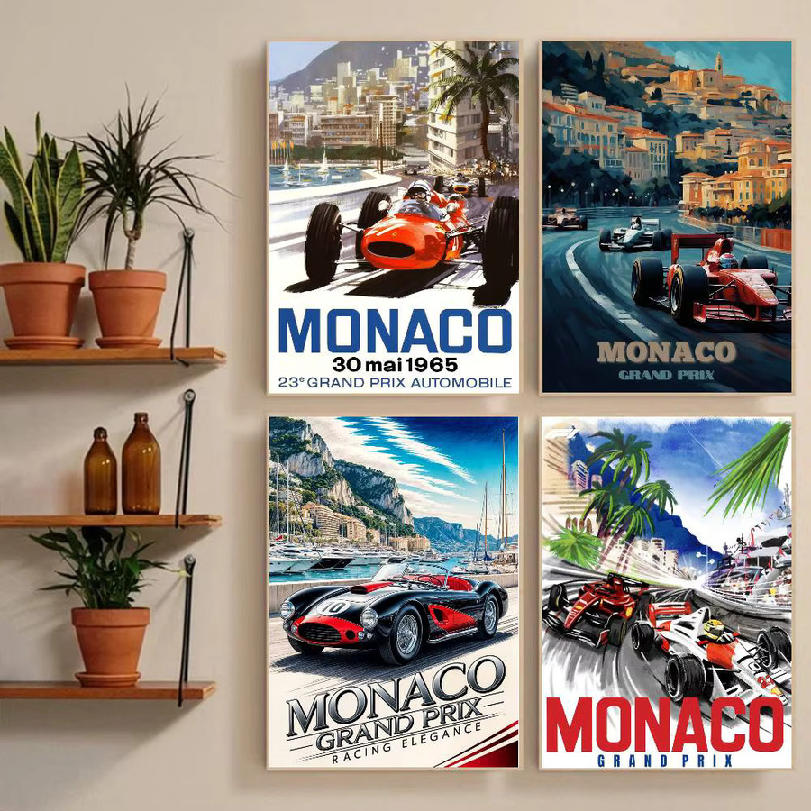 MINISO Vintage Monaco Prix F1 Racing Poster Aufkleber, wasserfest, mehrfarbig, 15 x 15 cm - Bild 3