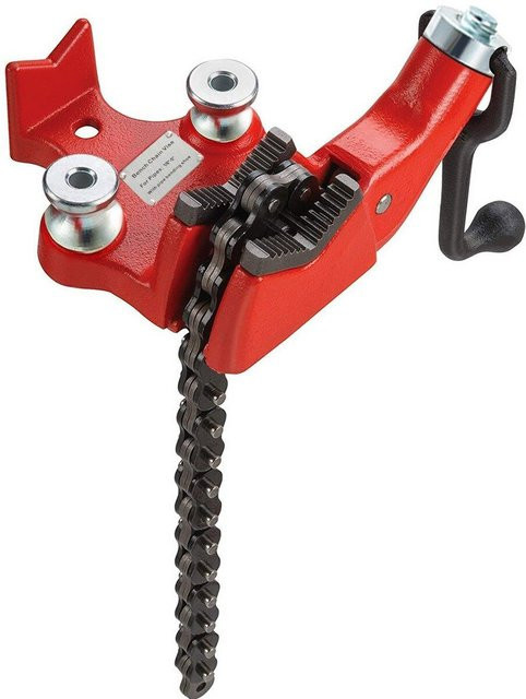 Ideal Standard Kettenspannstock aus Gusseisen in Rot und Schwarz mit Kurbelgriff und neoprenbeschichteten Backen für Rohrdurchmesser von 1/8 bis 5 Zoll - Bild 1
