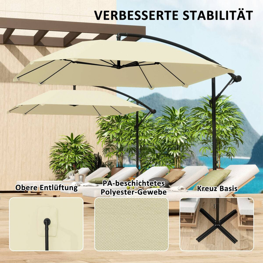 Outsunny Ampelschirm beige aus Polyester B/H/T: 260 x 245 x 304 cm - Bild 2