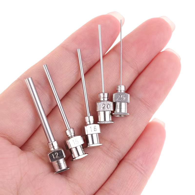 5er-Set Edelstahl Spritzennadeln mit stumpfer Spitze für Kleber, Silber - Bild 2