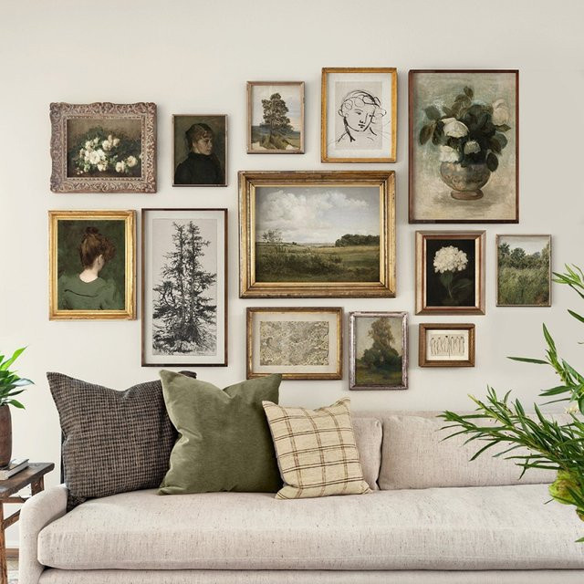 Potdemiel Vintage Landschaft und Blumen Wandkunst Poster als Leinwand-Galerie-Malerei für dein Wohnzimmer - Bild 1