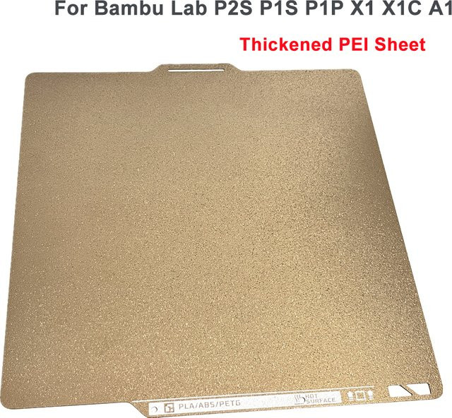 Bambu Lab PEI-Platte mit texturierter Oberfläche, verstärkte Federstahl-Bauplatte für P1P, P1S, A1, X1, X1C und P2S Heizbetten - Bild 1