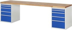 Rau Werkbank 7511A3 in Braun mit 10 Schubladen, B: 300 cm, T: 70 cm, H: 89 cm - Bild 1