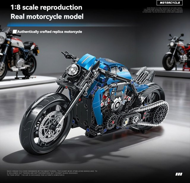 HUATEC Blauer Racer, Motorrad-Bausteinset, 1:8, 573 Teile - Bild 1