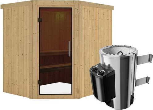 Karibu Sauna Talsen aus Fichtenholz mit 3.6 kW Saunaofen und integrierter Steuerung für 3 Personen, beige, B/T/H: 170 x 198 x 196 cm - Bild 1
