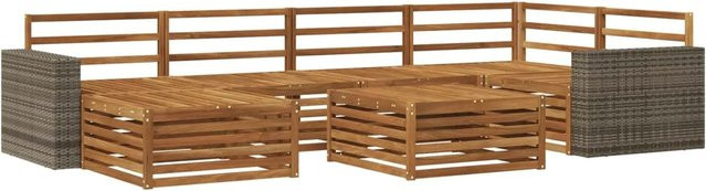 vidaXL Outdoor-Sofagarnitur aus Akazienholz in Braun, 7-teiliges Set mit Latten-Design und Tisch - Bild 1