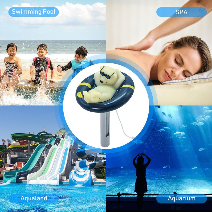 Neoglint Schwimmendes Pool-Thermometer in buntem Eisbär-Design für Schwimmbäder, Spas, Whirlpools und Aquarien - Bild 2