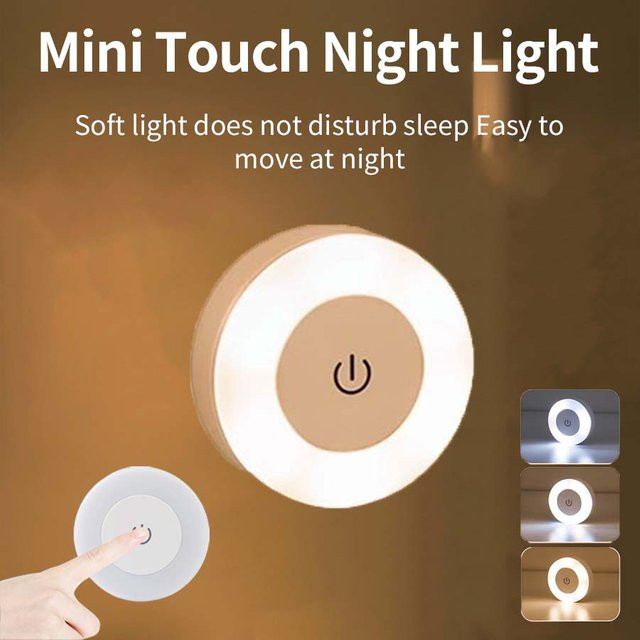 GGBEE Wiederaufladbare LED-Nachtlampe in Weiß, kabellose Touch-Sensor-Wandleuchte mit Dimmfunktion für Schlafzimmer, Badezimmer und Treppenhaus - Bild 1