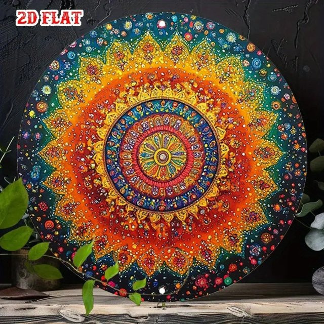 CIFBUY Jiasai Vintage Mandala Metall-Wandkunst, runde geometrische Dekoration in Multicolour für Innen und Außen - Bild 1