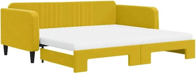 vidaXL Tagesbett ausziehbar mit Matratze in Gelb aus Samt, B/T/H: 223 x 100 x 75 cm - Bild 1