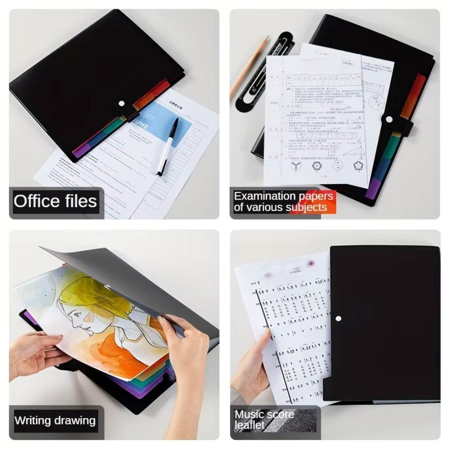 Akkordeon-Aktenmappe A4 Organizer aus Kunststoff in Multicolor für Schule, Zuhause und Büro - Bild 4
