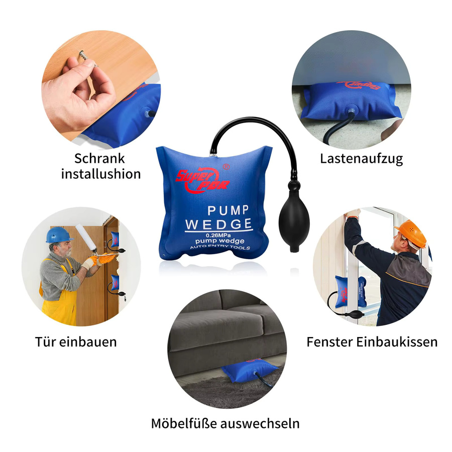 PDR Montagekissen Set 4-teilig mit Luftpumpe als pneumatischer Spanner und Montagehilfe für Fensterhalterungen und Montagepads - Bild 2