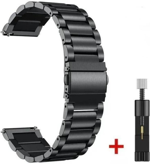 HOBBIT-3C Accessories Uhrenarmband Edelstahl, schwarz, Unisex - Bild 1