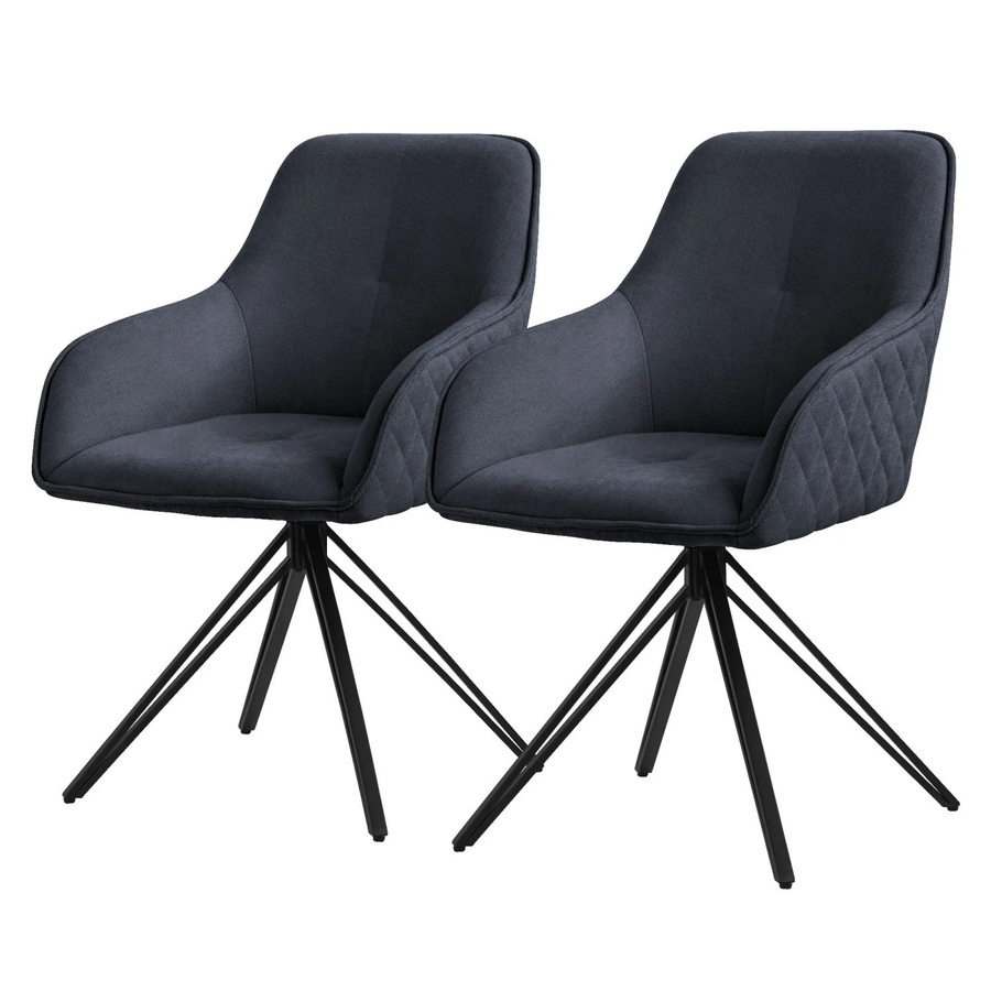ML-Design Esszimmerstuhl 2er Set drehbar Schwarz aus Textil Webstoff mit Armlehnen und Rückenlehne - Bild 2