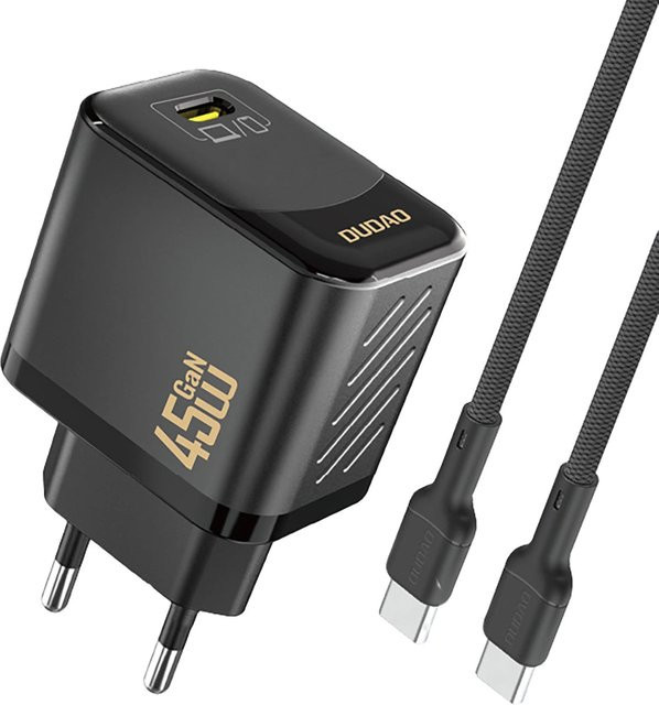 Dudao A28C Netzladegerät mit USB-C Kabel, 45W, 3A, 1 x USB-C, Schwarz - Bild 1