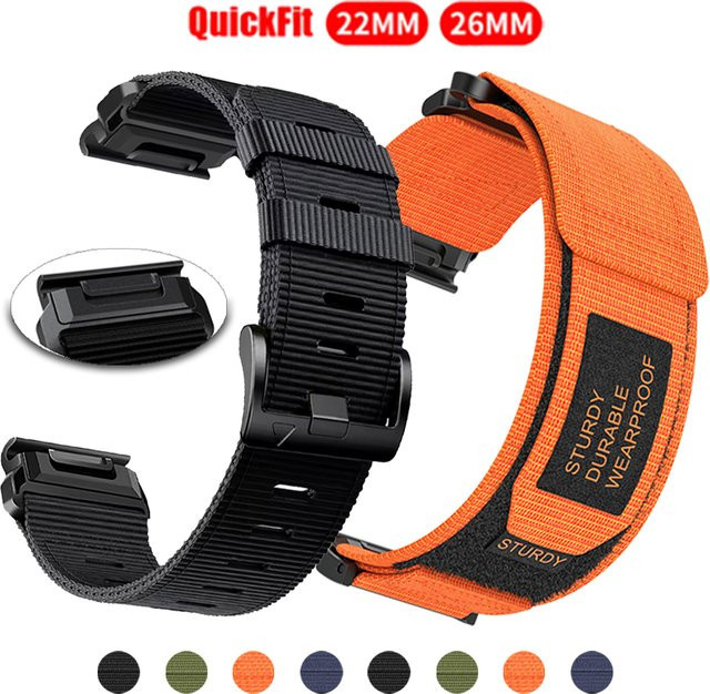 Garmin Uhrenarmband Nylon, Schwarz, 22mm, 26mm - Bild 1