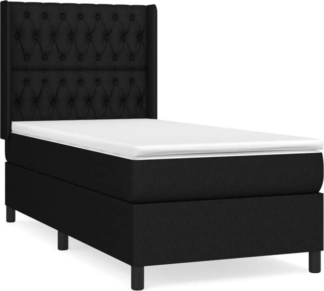 vidaXL Boxspringbett mit Matratze Hybrid-Design in Schwarz und Weiß, B/T/H: 90 x 190 cm - Bild 1