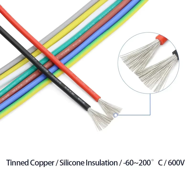 Elektronischer Silikon Draht UL3135 mit verzinntem Kupfer, hochtemperaturbeständig, in Rot oder Multicolour - Bild 2
