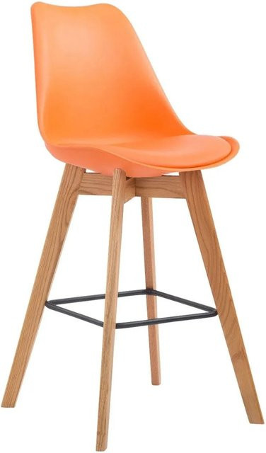 2er Set DELUKE Barhocker Orange mit Lehne, moderne Tresenhocker aus Kunststoff und Holz, B/T/H: 48 x 56 x 112 cm - Bild 1